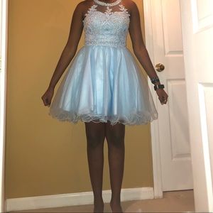 Short Sky Blue Prom Dress